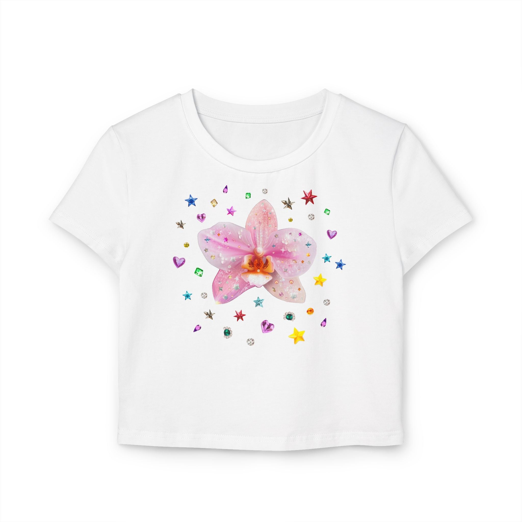 Hyperrealistic 'Bedazzled Orchid' Women's Baby Tee