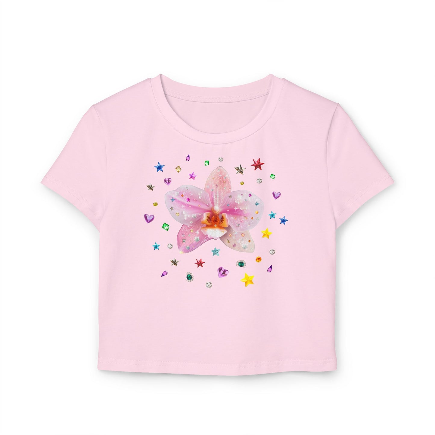 Hyperrealistic 'Bedazzled Orchid' Women's Baby Tee